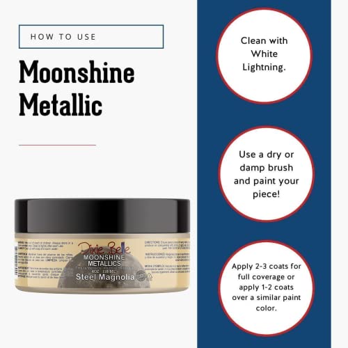 Dixie Belle Paint Company Moonshine Metallics - Steel Magnolia (4oz) - color: Steel Magnolia, style: 4 Fl Oz (Pack of 1)