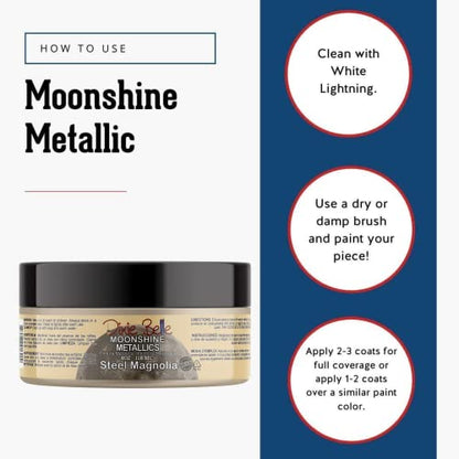 Dixie Belle Paint Company Moonshine Metallics - Steel Magnolia (4oz) - color: Steel Magnolia, style: 4 Fl Oz (Pack of 1)