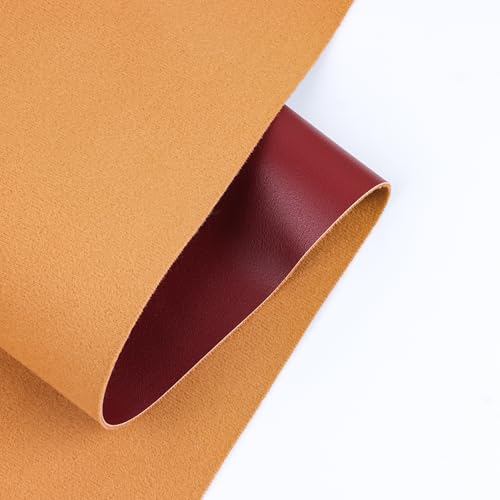 Faux Leather Vinyl Upholstery Fabric, 54 x 36 inches Synthetic Repholstery Leather Vinyl, Soft Touch Distressed DIY and Craft Material (Burgundy, 1 Yard) - color: Burgundy