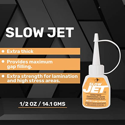 Jet Glue Slow Jet - Thick Industrial Strength CA Glue - Provides Maximum Strength to Laminations - Gap Filler Super Glue - size: .50 oz