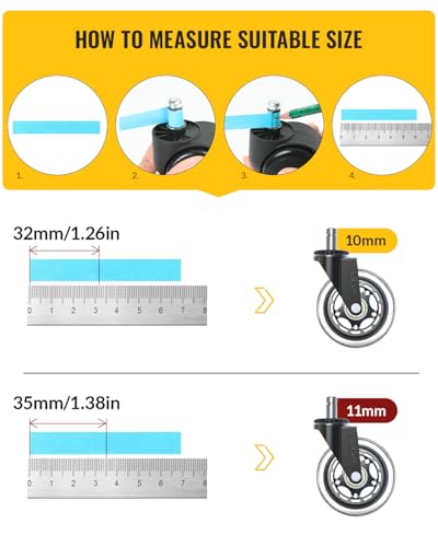 HOLKIE Office Chair Wheels Universal Fit Roller Blade Casters - color: Clear