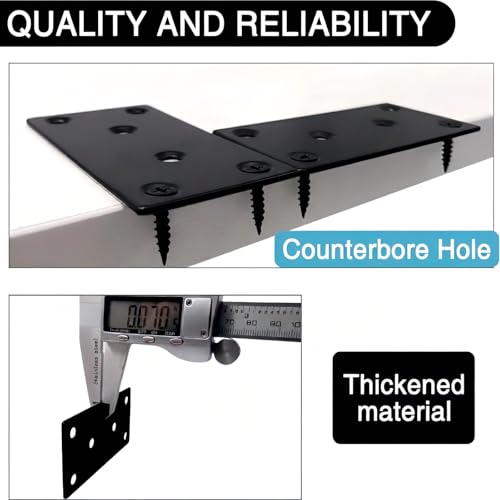4pcs Flat Mending Plate 2x3.94''/50x100mm Metal Plates with Screws Flat Brackets for Wood Metal Bracket for Wooden Furniture Black - size: 3.94"x1.97'