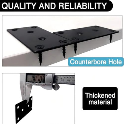 4pcs Flat Mending Plate 2x3.94''/50x100mm Metal Plates with Screws Flat Brackets for Wood Metal Bracket for Wooden Furniture Black - size: 3.94"x1.97'