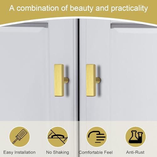 AEEKEL 30 Pack Brushed Brass Kitchen Cabinet Knobs, 2" Length Drawer Pulls - color: Gold, size: Single Hole