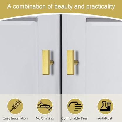 AEEKEL 30 Pack Brushed Brass Kitchen Cabinet Knobs, 2" Length Drawer Pulls - color: Gold, size: Single Hole