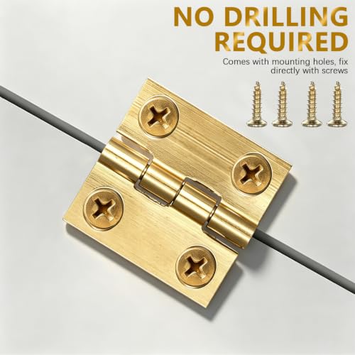 4 Pcs Mini Hinges, Folding Butt Hinges 1 Inch Retro Brass Butt Hinge