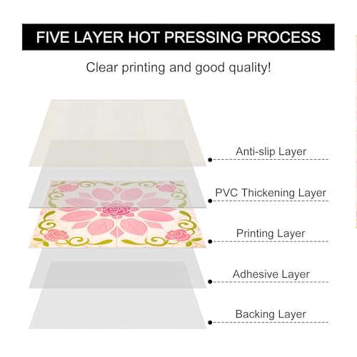 HOMETITUTE Pink Rose Floral Peel Stick Vinyl Floor Tile 12x12 Inch - style: Pink Rose Floral