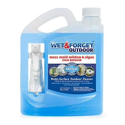 Wet & Forget Outdoor Cleaner & Stain Remover - Mold, Mildew & Algae, 64oz