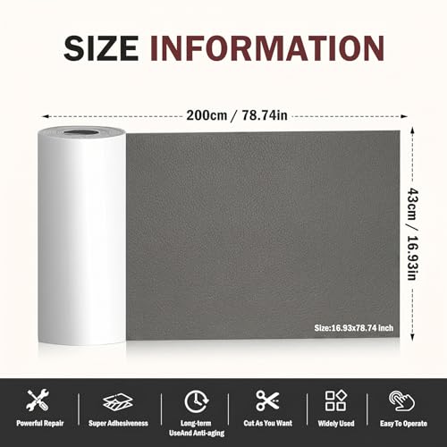 Leather Repair Patch, 24 x 54 Inch, Self Adhesive Leather Repair Tape, Large Vinyl Patch Kit, Vinyl Repair Tape, for Couches, Car Seats, Chairs, Furniture (Dark Grey) - color: Dark Grey