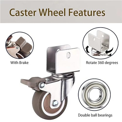 2 inch Swivel Caster Wheels with U-Bracket,Moving Swivel Wheel, with Brake Rubber Caster,for Loading Capacity 200 Lbs,Set of 4 (1"/25mm) - style: 1"/25mm
