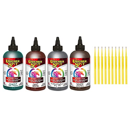 Unicorn SPiT Gel and Glaze Stain Fall 2017 Collection: 4, 8oz. Bottles with 10 Trebbies Fine Detail Sticks (Navajo Jewel, Squirrel, Weathered Daydream, Rustic Reality)
