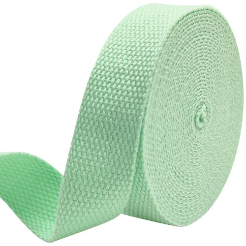 1 inch Cotton Webbing 5 Yards, Soft & Sturdy for Bag Handles - color: Mint 5133