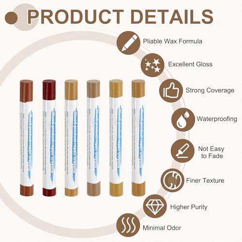 uxcell 12Pcs Wood Filler Sticks Kit, 12 Colors European & Brown Series - color: European Brown Series