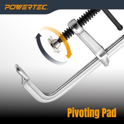 POWERTEC Heavy Duty 12" F Style Bar Clamps, 3-5/8" Throat, 480 lb Clamping Force – Woodworking, Cabinetry, Welding & Workshop Use, 2 Pack (72339) - size: 12" Bar Clamps (2PCs)