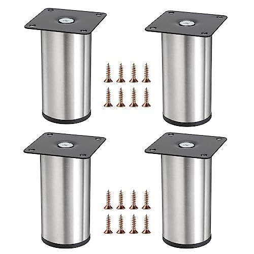 OwnMy 4PCS 4 Inch Stainless Steel Furniture Legs Feet Metal Chair Table Leg - color: Silver, size: 4 Inch