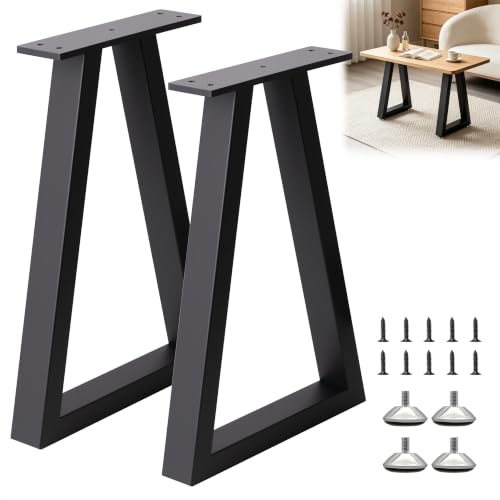 19 Inch Trapezoid Metal Table Legs Set of 2, Industrial Coffee & Bench Legs, Heavy Duty Iron DIY Furniture Feet for Desk Table Projects, Black - color: Trapezoid, size: 19 IN