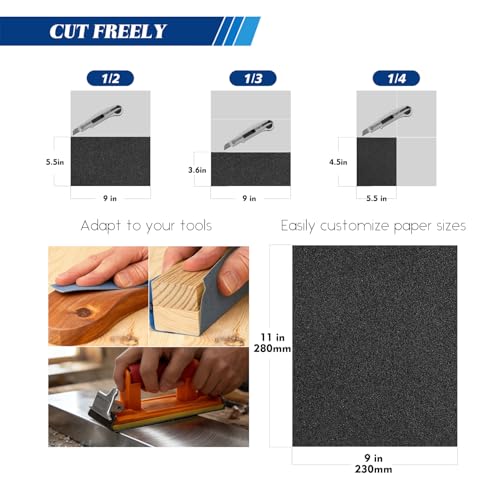 10-Sheets 320 Grit Sandpaper, 9 x 11 Inch Wet Dry Sand Paper Assortment Pack, Silicon Carbide Abrasive Sanding Sheets for Automotive Car Paint Metal Wood Furniture Crafts Polishing - size: 9x11 inch, style: 320Grit 10 Pcs