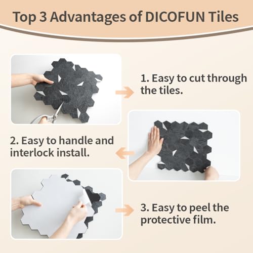 DICOFUN 10-Sheet 12"x12" Black Slate Hexagon Tile Peel and Stick Backsplash, PVC Mixed Silver Metal Mosaic Tiles for Kitchen and Bathroom - color: Black Slate + Silver Metal Chip, size: 10 Sheets, 12''x12''x0.12''