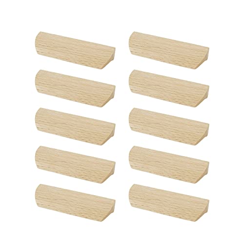 10Pcs Unfinished Wood Solid Furniture Pulls Handles for Drawer - size: 2.52"/64mm