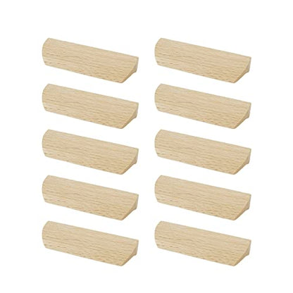 10Pcs Unfinished Wood Solid Furniture Pulls Handles for Drawer - size: 2.52"/64mm