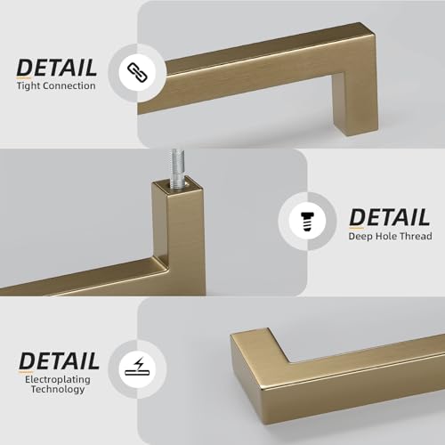Goldenwarm 30 Pack 7-1/2 Inch Champagne Bronze Cabinet Pulls Kitchen Handle - size: 7-1/2in Hole Centers