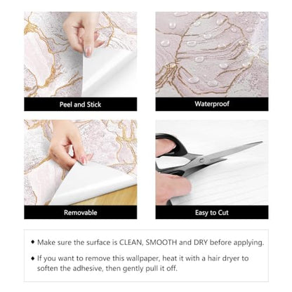 LaCheery 157"x24" Pink Marble Countertop Peel and Stick Wallpaper Kitchen Counter Contact Paper Marble Vinyl Wrap for Countertops Waterproof Renter Friendly Removable Bathroom Countertop Covering Roll - size: 24" x 157"