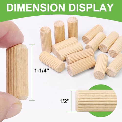 1/2" x 1-1/4" Wooden Dowel Pins - FoDau770 Beech Wood Dowel Rods - 200 Pcs - size: 1/2" x 1-1/4"