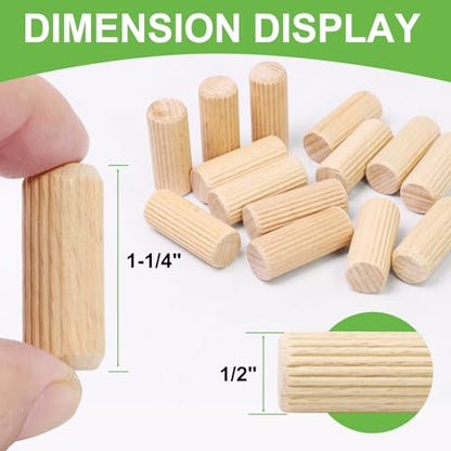 1/2" x 1-1/4" Wooden Dowel Pins - FoDau770 Beech Wood Dowel Rods - 200 Pcs - size: 1/2" x 1-1/4"