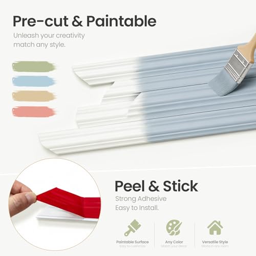 Large Peel & Stick Wall Molding Box Moulding Trim, Set of 6