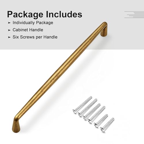 Gobrico 6 Pack 7-1/2 Inch (192mm) Hole Center Cabinet Pulls, Antique Brass Kitchen Cabinet Handles, Brushed Brass Drawer Pulls, Solid Zinc Alloy Cabinet Handles, 7-15/16'' Overall Length - color: Antique Brass, size: 7-1/2 Inch Hole Center