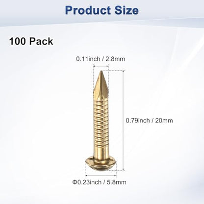 M METERXITY 100-Pack Small Tiny Nails, 2.8mm x 20mm Brass Precision MIni Nails Hardware Round Head for Wooden/DIY Crafts Decorative/Household Accessories/Picture Hanging - size: 2.8mm x 20mm