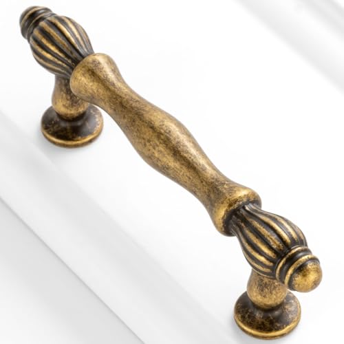 3 Inch Antique Brass Cabinet Pulls Drawer Handles 10 Pack 2510 - color: Antique Brass, size: 3 In Hole Distance