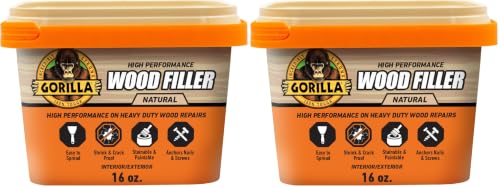 Gorilla All Purpose Wood Filler, Natural Finish, 16 Ounce Tub (Pack of 2) - Water Resistant for Indoor or Outdoor Projects and Repairs - size: 16 oz Tub (2-Pack)