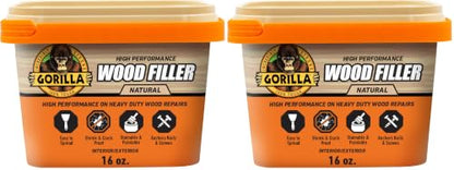 Gorilla All Purpose Wood Filler, Natural Finish, 16 Ounce Tub (Pack of 2) - Water Resistant for Indoor or Outdoor Projects and Repairs - size: 16 oz Tub (2-Pack)