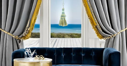 Noblesse Collection Elegant Hand Crafted 4" (10cm) Key Tassel (NKT) Island Breeze Blue Multicolor #5939 (Silver Blue, Gold, Off White) Individually Sold - color: Island Breeze Blue Multicolor (Color# 5939)