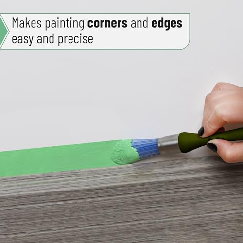 Bates- Trim Brush, 0.75 Inch, Edge Painting Tool, Trim Paint Brushes, Trimmer Edger, Trim Brush - color: Olive, size: 0.75 inch, 1 Pack