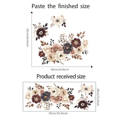 Elegant Peony Rose Flower Wall Stickers Floral Wall Art Decals
