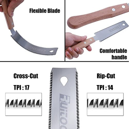 RUITOOL Japanese Hand Saw 6 Inch Double Edge Sided Pull Saw Ryoba SK5 Flexible Blade 14/17 TPI Flush Cut Beech Handle Wood Saw for Woodworking Tools (Pack of 2) - size: Small (Pack of 2)