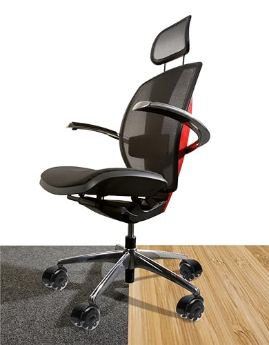 Monster 3” Dual Rollerblade Office Chair Wheels (Set of 5) Slipstick Premium Rubber Caster Wheels for Chairs, Smooth & Safe Rolling on All Flooring