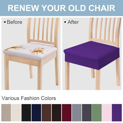 Smiry Stretch Jacquard Seat Covers for Dining Room Chairs Set of 2 - color: Violet, size: Set of 2