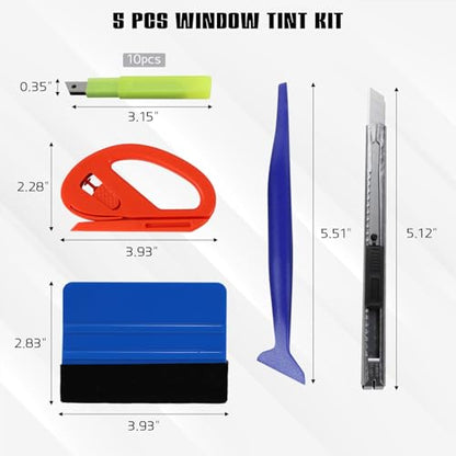 15PCS Window Tint Kit, Car Vinyl Wrap Application Tools, Auto Window Film Tinting Kit, Glass Protective Film Installation Set Includes Squeegees, Cutting Knife with Blades - size: 15PCS