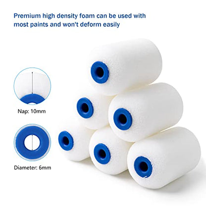 Mister Rui 25Pc 2" Foam Paint Roller Kit with Tray Liners & Sponge Brushes - size: 2 Inch,25 Pack