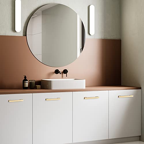 VEHCIL 20 Pack Square Brushed Gold Cabinet Pulls, 5 Inch(128mm) Hole Centers Gold Cabinet Handles Hardware for Kitchen Cupboard Closet Bathroom Dresser Drawer, Solid Zinc Alloy - color: Brushed Gold, size: 5 Inch Hole Centers Pull