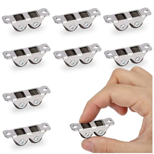 0.5" Dual‑Wheel Mini Caster Wheels, Micro Fixed Rigid, 8‑Pack,26 lbs/Caster - size: DOUBLE WHEEL-8pcs