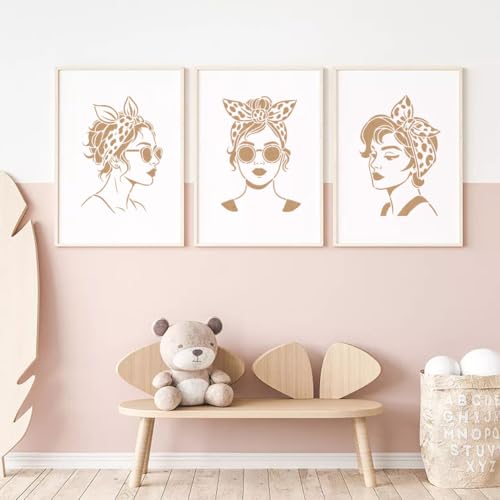 FINGERINSPIRE 4PCS Women Stencils 8.3x11.7inch with a Brush Bow Head Scarves Lady Stencils A4 Size Reusable Drawing Templates for Wall Wood Fabric Furniture Decor Art Painting - style: Women