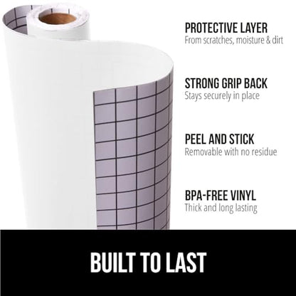 GORILLA GRIP® Peel and Stick Paper, Cabinet Liner, 17.5"x20' White - color: Bright White, size: 240"w X 17.5"l