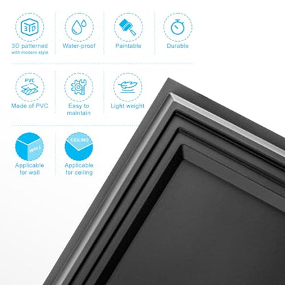 Art3d 33-Pack Accent 3D Textured Wall Panels, 11.8 x 11.8 in, Black - color: Black