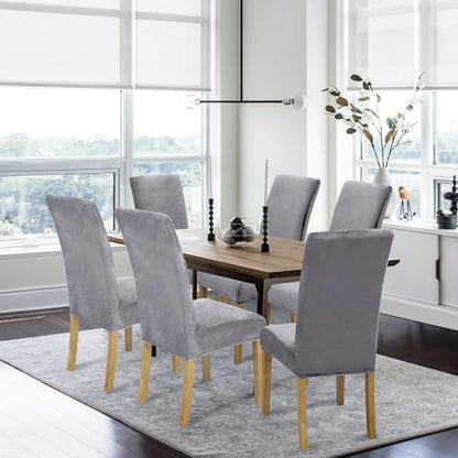 Dining Chair Covers, Dining Room Chair Cover Set of 4 - color: Velvet Gray, size: 4