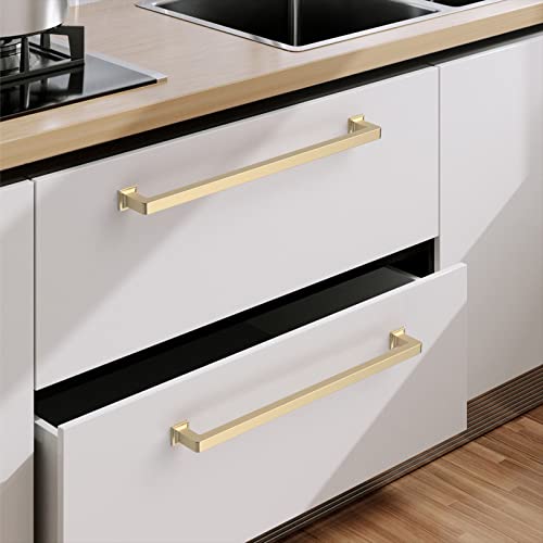 9BUILD 10 Pack 8.8 Inch Brushed Brass Cabinet Pulls,Kitchen Hardware - color: Brushed Brass, size: 8.8"/224MM Hole Center