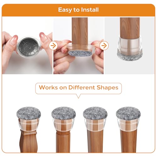 24 PCS Silicone Chair Leg Floor Protectors Extra Small(0.6"-0.8") Rubber Felt Furniture Pads Chair Legs Caps/Covers for Hardwood Floors, Tile from Scratches & Reduce Noise - Round, Grey - size: Extra Small(0.6"-0.8")